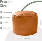 HIGOGOGO Round Stuffed Pouf Ottoman, Pu Leather Poufs - Image 2