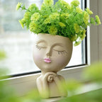 Face Head Planter, Funny Heads Plant Pots, Cute Girl Faces Plant Pot, - Image 8