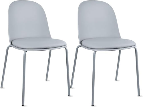 2xhome Set of 2 Modern Stackable Armless Dining Chairs, Plastic Shell Seat by 2xhome