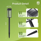 Philips 2 Packs Solar Pathway Lights Outdoor, Glass Metal Led Garden Landscape - Image 4