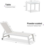 PURPLE LEAF Patio Lounge Chair 2 Pieces White Aluminum Outdoor Chaise Lounge - Image 2