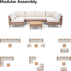 LAUSAINT HOME Outdoor Patio Furniture, 7 Piece Outdoor Sectional Sofa PE Rattan - Image 6