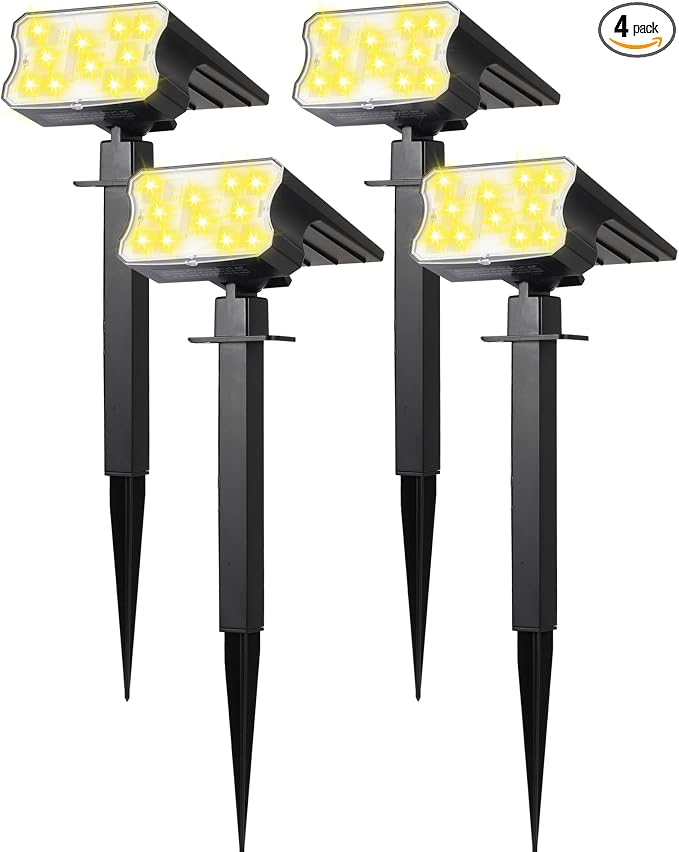 HGGH Solar Lights Outdoor Waterproof IP67, 60 LED 3 Lighting Modes Solar Spot by Home