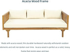 Merax Solid Acacia Wood Couch Chaise Lounge Chair Indoor, 3 Seater Daybed Sofa - Image 6