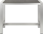 Modway Shore Aluminum Outdoor Patio 60" Rectangle Bar Table in Silver Gray - Image 4