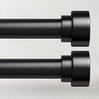 2 Pack Curtain Rods for Windows 28 to 48, 1 Inch Adjustable Black Heavy Duty by TimeForest