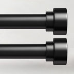 2 Pack Black Curtain Rods for Windows 48 to 84, 1 Inch Adjustable Heavy Duty by TimeForest