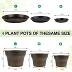 Plant Planters Pots Set of 4 Pack 11 Inch, Plastic Flower Pot - Image 3