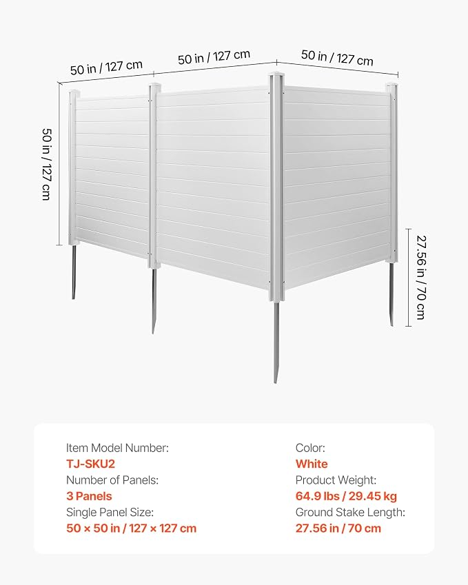 VEVOR Outdoor Privacy Screen, 50in H x 50in W Air Conditioner Fence, 3-Panel - Image 7