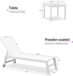 PURPLE LEAF Patio Lounge Chair 2 Pieces White Aluminum Outdoor Chaise Lounge - Image 2