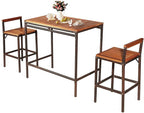 HAPPYGRILL 3 Pieces Outdoor Wicker Rattan Bar Set, Acacia Wood Patio Dining - Image 9