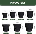7/6.5/6/5.5/5/4.5/4 inch Plastic Plant Pots, 7 Pack Flower Planter - Image 2