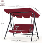 AECOJOY Porch Swing with Stand, 3-Seat Outdoor Clearance Porch Swings - Image 4