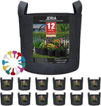 JERIA 12-Pack 5 Gallon Grow Bags, 300G Thickened Nonwoven Garden Pots, Heavy by JERIA