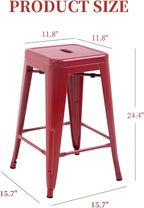 FDW Metal Bar Stools Set of 4 Counter Height Bar Stools 24 Inches Industrial - Image 3