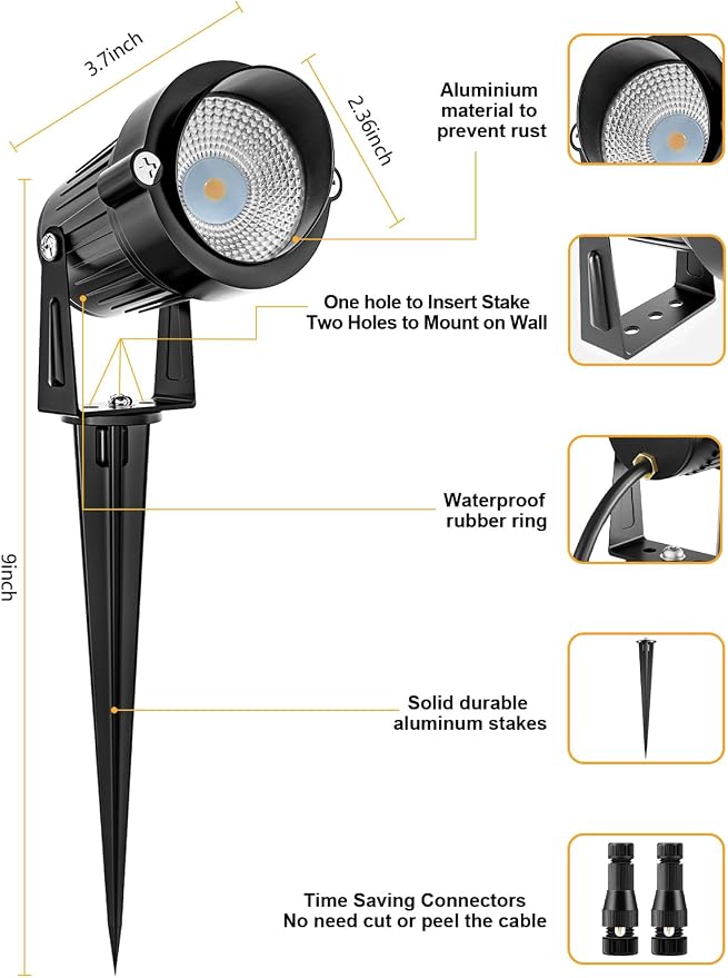 ZUCKEO 12W RGB Low Voltage Landscape Lights, LED Color Changing Landscape - Image 5