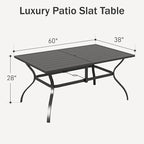 PHI VILLA Outdoor Dining Table for 6, All-Weather Large Furniture for Patio - Image 3