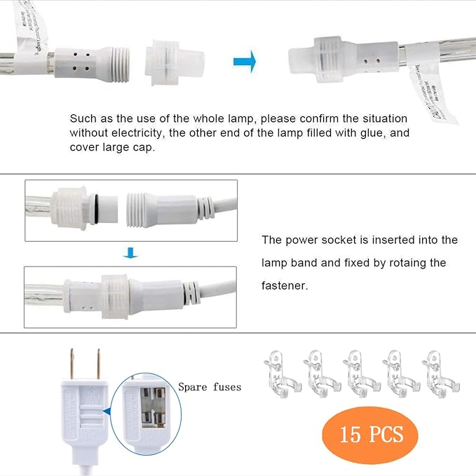 50ft LED Rope Lights Outdoor, 360 LED Connectable and Flexible Tube Lights - Image 6