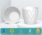 6 Pack 7 Inch Plant Pots with Drainage and Saucers, Stackable Nursery Planters - Image 3
