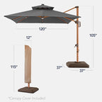 Best Choice Products 10ft Square Cantilever Patio Umbrella w/Base Included - Image 2
