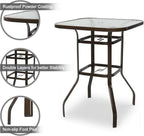 VINGLI Outdoor Bar Table with Umbrella Hole, Metal Patio Bar Height Pub Table - Image 4