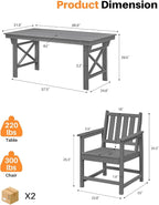 HDPE Patio Dining Set, 5-Piece Outdoor Table and Chairs - Image 3
