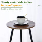 Metal Outdoor Side Tables Set of Two Small Outside Round End Table - Image 4