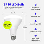Feit Electric BR30 LED Light Bulbs, 100W Equivalent, E26 Standard Base - Image 3