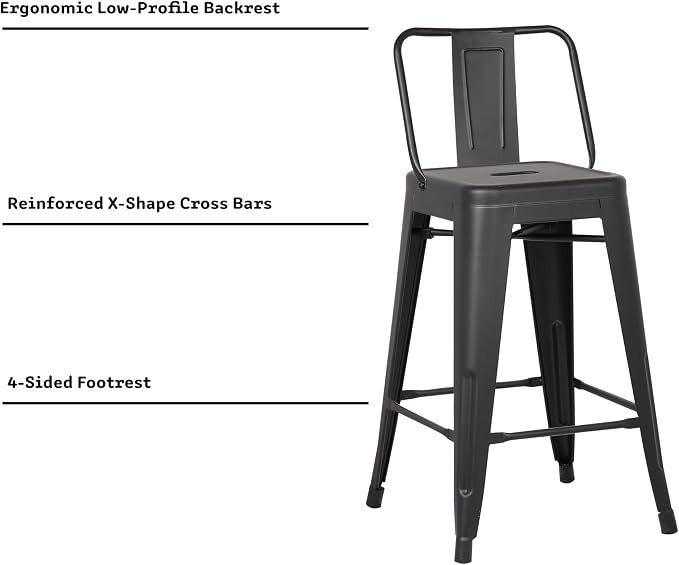 AC Pacific 24” Metal Barstool Set of 2 – Country Rustic Style - Image 5
