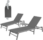 Kozyard 3-Pieces Patio Lounge Set, 2 Foldable Adjustable Lounge Chairs and Side - Image 3