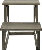 MyGift 2 Tier Rustic Dark Gray Wood Desktop Plant Rack, Farmhouse Style Planter - Image 4