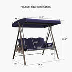 PURPLE LEAF 3-Seat Deluxe Outdoor Patio Porch Swing - Image 5