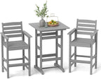 Tangkula 3-Piece Patio HDPE Bar Set, 2 Bar Height Adirondack Armchairs w/Square by TANGKULA