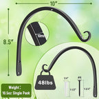 FEED GARDEN 2 Pack 10 Inch Hanging Plant Bracket Wall Hooks Decorative Plant - Image 2