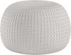 FRELISH DECOR Round Pouf Ottoman Hand Knitted 100% Cotton Pouf Foot Stool - Image 4