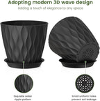 7 inch Plant Pots for Indoor Outdoor Plants, 5 Pack Thick Flower Pots - Image 3