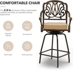 3 Piece Swivel Outdoor Table and Chairs Bar Set, All-Weather Cast Aluminum - Image 4