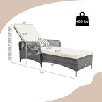 Tangkula Wicker Chaise Lounge Outdoor, Patio Rattan Reclining Chaise - Image 3
