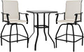 LEVELEVE Patio Bar Set 3pcs Swivel Bar Stools Outdoor Bistro Textilene by Enjoyyourlife