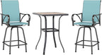 MFSTUDIO 3 Piece Patio Swivel Bar Set, Outdoor Bar Table and Chairs Set by MFSTUDIO