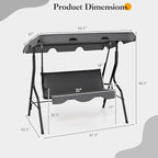 Porch Swing Outdoor, 3 Person Patio Swing w/Removable Cushion, Stand & - Image 8