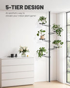 Tension Rod Plant Stand, 5 Tier Tension Pole Plant Stand - Image 2