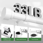 Curtain Rods for Windows 66 to 120, 1 Inch Adjustable White Extra Long Heavy - Image 4