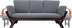 Merax Patio Sofa, Outdoor Adjustable Wooden Daybed, Chaise Lounge - Image 5