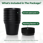 T4U 6 Inch Plant Pot 8-Pack, Plastic Planter - Image 6