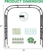 DoCred Garden Arch Trellis for Climbing Plants, 87 Inch Large Garden Trellises - Image 6