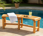 Outdoor Wooden Curved Backless Porch Bench Rustic Style Cedar/Fir Wood Log Fire - Image 8