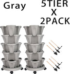 GameXcel Vertical Planter 5 Tier Stackable Planters Garden Planters Strawberry - Image 8