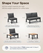 Aluminum Outdoor Patio Sofa Set, 2 Seats Modular Sectional Sofa - Image 8