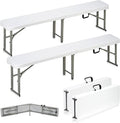 6ft Plastic Folding Bench with Carrying Handle & Lock, Portable Outdoor Bench by Candockway